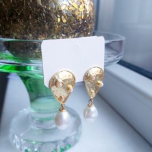 Devi Fashion Altın Kaplama Modern Inci Küpe