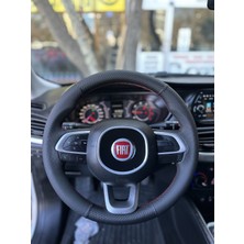 İmza Fiat Egea Araca Özel Direksiyon Kılıfı (Nokta Karbon Kırmızı Dikiş)