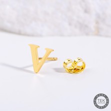 goldkupe 14 Ayar Altın V Harf Küpe 0,44 gr