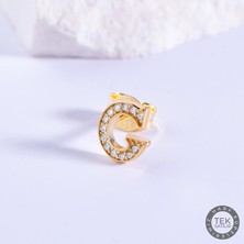 14 Ayar Altın Taşlı G Harf Küpe 0,54 gr