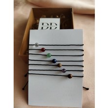 DD Jewelry 7 Adet Çakra'lı Siyah Makrome Ip Bileklik Set