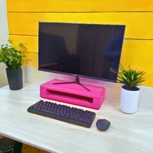 Troya Wood Monitör Yükseltici Stand - Pembe Ahşap Monitör Yükseltici