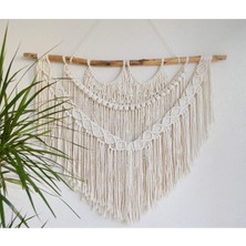 Woodhub Ekru Büyük Boy Ekru Makrome Duvar Süsü