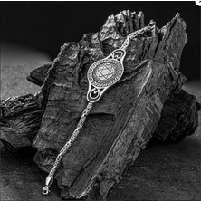 Takıfest Eskitme Süleyman Mührü Işlemeli Kral Gümüş Erkek Bileklik