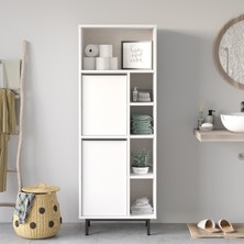 L'occi Concept Leena Banyo Dolabı Çok Amaçlı Dolap 2 Kapaklı Metal Ayaklı Beyaz LA10C-W