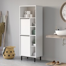 L'occi Concept Leena Banyo Dolabı Çok Amaçlı Dolap 2 Kapaklı Metal Ayaklı Beyaz LA10C-W