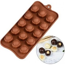 Depposite Kenar Desenli Silikon Çikolata Kalıbı Yuvarlak 2,5x1,8 cm