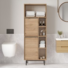 L'occi Concept Leena Banyo Dolabı Çok Amaçlı Dolap 2 Kapaklı Metal Ayaklı Sepet LA10C-S