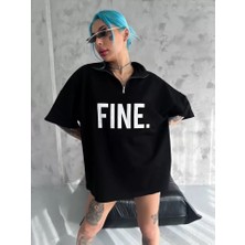 Civetta Unisex Baskılı Yarım Fermuarlı T-Shirt - Siyah
