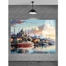 Meta Cam 3D Deniz Manzarası Yağlı Boya Cam Tablo