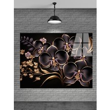 Meta Cam 3D Siyah Çiçek Cam Tablo