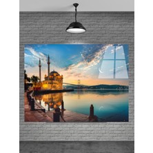 Meta Cam Camii ve Köprü Deniz Manzarası Cam Tablo
