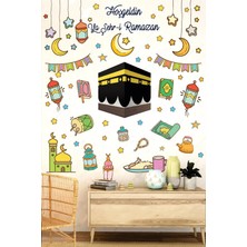 Kt Grup Ramazan Ayı Temalı Süsleme, Kabe ve Ramazan Figürleri Cam Duvar Sticker Seti