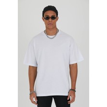 Bo Family Unisex Beyaz Oversize Rahat Kalıp Basic T-Shirt