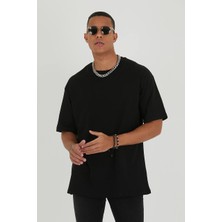 Bo Family Mrmubomen Unisex Siyah Oversize Rahat Kalıp Basic T-Shirt