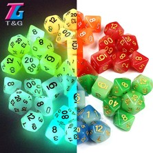 Chaoduo Shop Yeşil Stil Yeni Geldi 7pclot Yüksek Li Karışık Renkli Karanlıkta Glow, Dnd D% Için Zar Seti Rpg Masa Oyunu (Yurt Dışından)