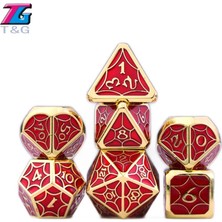 Chaoduo Shop No.13 Tarzı Dnd Metal Zar Seti Olyhedral Küp Roleplay Oyunları Için Deri Çanta ile Matematik Öğretimi Masa Oyunları Oynarken (Yurt Dışından)