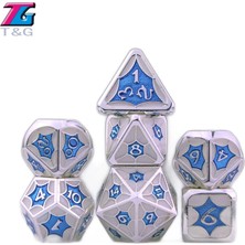 Chaoduo Shop No.13 Tarzı Dnd Metal Zar Seti Olyhedral Küp Roleplay Oyunları Için Deri Çanta ile Matematik Öğretimi Masa Oyunları Oynarken (Yurt Dışından)