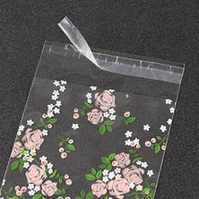 Yaci Shop Gül Çiçek Tarzı 7X7CM Hediye Paketleme Çantası Plastik Kendinden Yapışkanlı Dıy Bisküvi Paketleme Çantası Ekmek Pişirme Malzemeleri Şeker Paketleme Parti Dekorasyonu (Yurt Dışından)