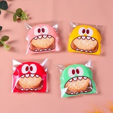 Yaci Shop Rastgele Renk Stili 10X10CM Artoon Big Teech Mouth Canavar Plastik Torba Düğün Kurabiye Paketleme Kendinden Yapışkanlı Şeker Hediye Çantası Kek Paketi Parti Favo (Yurt Dışından)