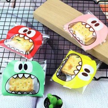 Yaci Shop Rastgele Renk Stili 10X10CM Artoon Big Teech Mouth Canavar Plastik Torba Düğün Kurabiye Paketleme Kendinden Yapışkanlı Şeker Hediye Çantası Kek Paketi Parti Favo (Yurt Dışından)