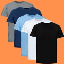 Four Man Pamukpak: 5 Adet Kolay Kırışmayan Basic Standart Kalıp T-Shırt Seti (%100 Suprem Kumaş)