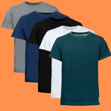 Four Man Pamukpak: 5 Adet Kolay Kırışmayan Basic Standart Kalıp T-Shırt Seti (%100 Suprem Kumaş)