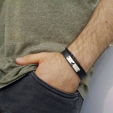 Archin 925 Ayar Hakiki Deri Gümüş Plakalı Kurt Tasarımlı  Hedıye Bileklik