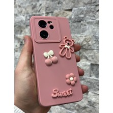 SPHONE Xiaomi Mi 13T ve Mi 13T Pro Kılıf Ayıcık Sweet Teddy Emoji Kabartma Figür Neon Renkli Liquid Silikon