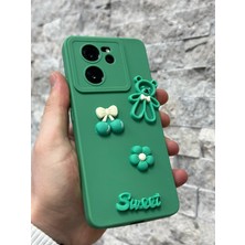 SPHONE Xiaomi Mi 13T ve Mi 13T Pro Kılıf Ayıcık Sweet Teddy Emoji Kabartma Figür Neon Renkli Liquid Silikon