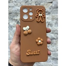 SPHONE Xiaomi Redmi 12 Kılıf Ayıcık Sweet Teddy 3D Emoji Kabartma Figür Neon Renkli Liquid Esnek Silikon