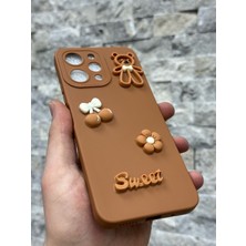 SPHONE Xiaomi Redmi 12 Kılıf Ayıcık Sweet Teddy 3D Emoji Kabartma Figür Neon Renkli Liquid Esnek Silikon