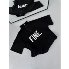 Tua Moda Unisex Baskılı Yarım Fermuarlı T-Shirt - Siyah