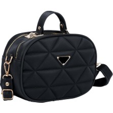 Bagacar Kapitone Şık Bayan Çapraz El ve Omuz Çantası Siyah