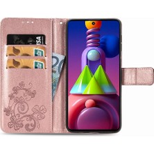 SZY Market Samsung Galaxy M51 Dört Yapraklı Yonca Deri Kılıf Için Kılıf Kısa Kayış Flip (Yurt Dışından)