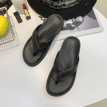 Feiyi1 Moda Çift Kaymaz Düz Renk Kore Versiyonu Flip Flop Erkek Tüm Maç Sevimli Öğrenci Eğlence Kapalı ve Açık Plaj Ayakkabıları (Yurt Dışından)