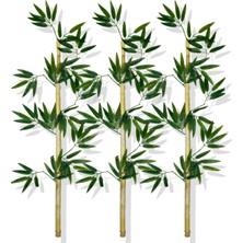 Cihan Çiçekçilik Yapay Yoğun Yapraklı 100 cm 3 Adet Dekoratif Bambu Çubuğu Islak Doku