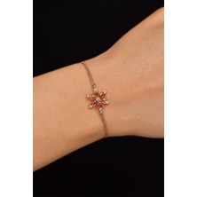 Roza Silver Sitrin Taşlı Rose Lotus Çiçeği Gümüş Bileklik