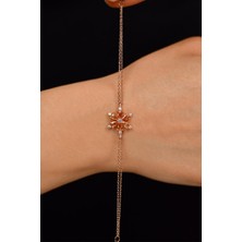 Roza Silver Sitrin Taşlı Rose Lotus Çiçeği Gümüş Bileklik