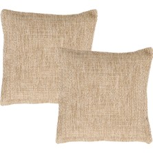 Inter Weaving Avanos Premium Jüt Görünümlü 2'li Yastık Kılıfı Kırlent Kılıfı Dokuma Yıkanabilir Fermuarlı 45X45 cm