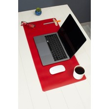 Woodhub Yok Kırmızı Pu Deri Laptop Bilgisayar Xl Geniş Gamings Masa Matı Mouse Pad Sümen Bardak Altlığı Yok