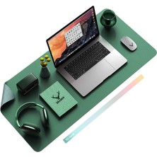 Woodhub Deri Mousepad Laptop Bilgisayar Için Geniş Masa Matı Deri Mouse Pad 80X40 cm Koyu Yeşil