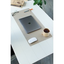 Woodhub Yok Krem Pu Deri Laptop Bilgisayar Için Geniş Gamings Masa Matı Mouse Pad Sümen+ Bardak Altlığı Ev