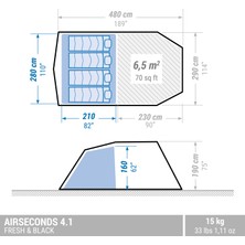 Decathlon 4 Kişilik Şişirilebilir Kamp Çadırı - 1 Odalı - Arpenaz 4.1 Fresh & Black