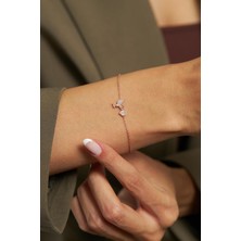 Erdobia Zirkon Taşlı Rose Aşk Meleği Eros Minimal Gümüş Bileklik