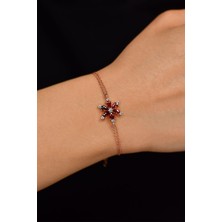 Erdobia Yakut Taşlı Rose Lotus Çiçeği Gümüş Bileklik