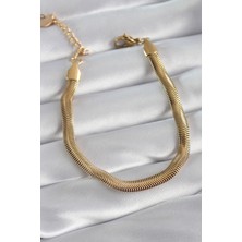 Clariss 316L Çelik Gold Renk Kalın Italyan Zincir Model Kadın Bileklik