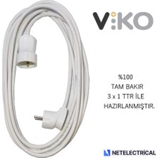 Viko Tekli Topraklı Seyyar Uzatma Kablosu 1 Metre (Tam Bakır 3 x 1 Ttr Kablo)