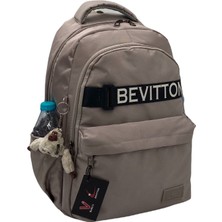 Bevitton Özle Su Itici Kumaş  Vizon Okul Sırt Çantası 34200