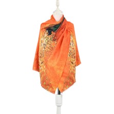 Turuncu Adele Desen Kışlık Şal